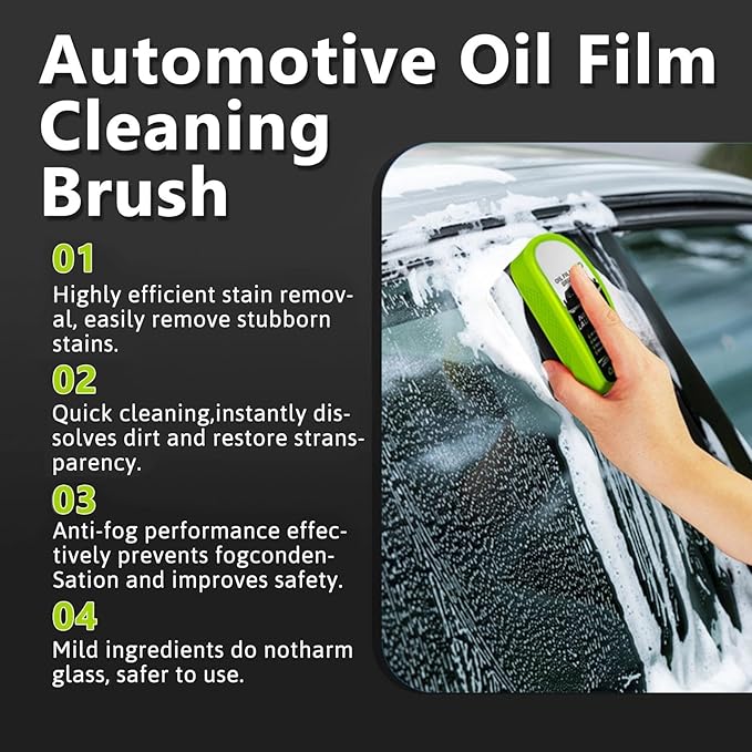 Oil-Free Car Glass Brushes, Automotive Oil Film Cleaning Brush for Car Windows, 2025 Upgrade 2.0 Cleaning Doard, 150ml Universal Clearvision Glass Cleaner (1PCS)