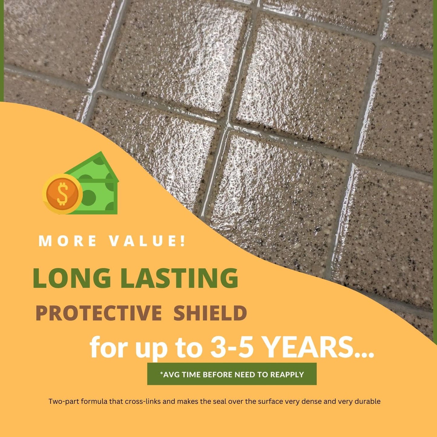 GlazeGuard Matte Floor Sealer Wall Sealer for Ceramic, Porcelain, Stone Tile Surfaces (3 Gal - Prof Grade (2) Part Kit)