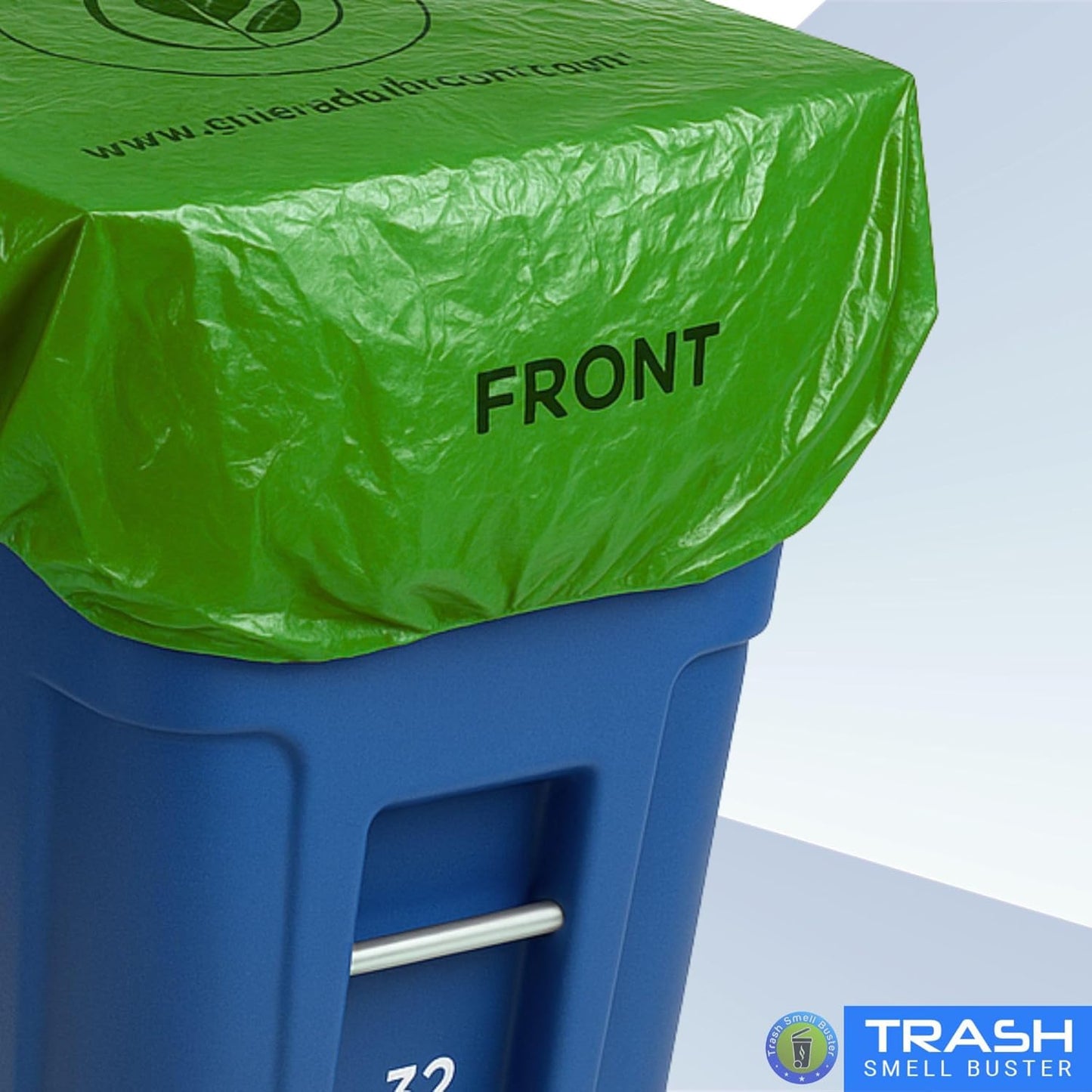 Outdoor Trash Can Cover Biodegradable Odor Eliminating Bag with Elastic Band Lemon Scented Durable 32 Gallon 3 Pack