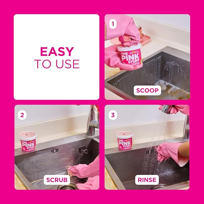 Stardrops - The Pink Stuff Miracle Cleaning Paste & SQeeZY Scrubber Sponge Bundle – All-Purpose, Non-Scratch Cleaner for Kitchens, Bathrooms, Walls, Floors, Pots, Grout, and More