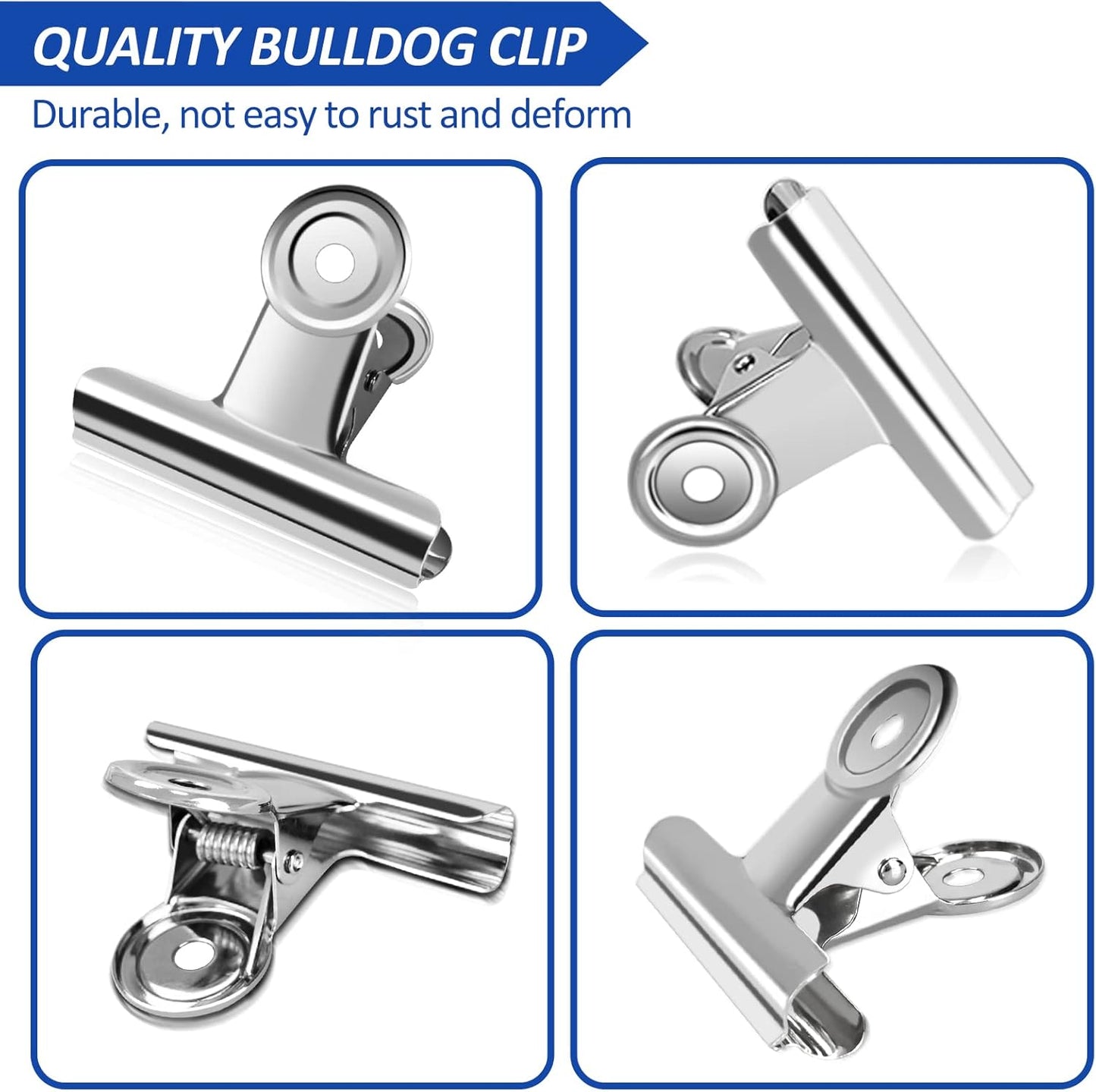 10 Pack Large Metal Hinge Clips - 2.5 Inch Silver Bull Hinge Paper Clips for Crafts, Drawing, Food Bags at Home, Office, School, Shop