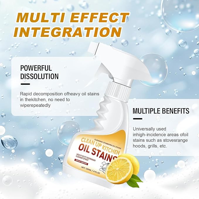 Grease Remover,Heavy Oil Stain Cleaner Kitchen,Clean Up Kitchen Oil Stains, 2025 Upgrade Cleaner Spray Degreaser Cleaner, Grease Remover for Pot, Stoves and Range Hoods (1)