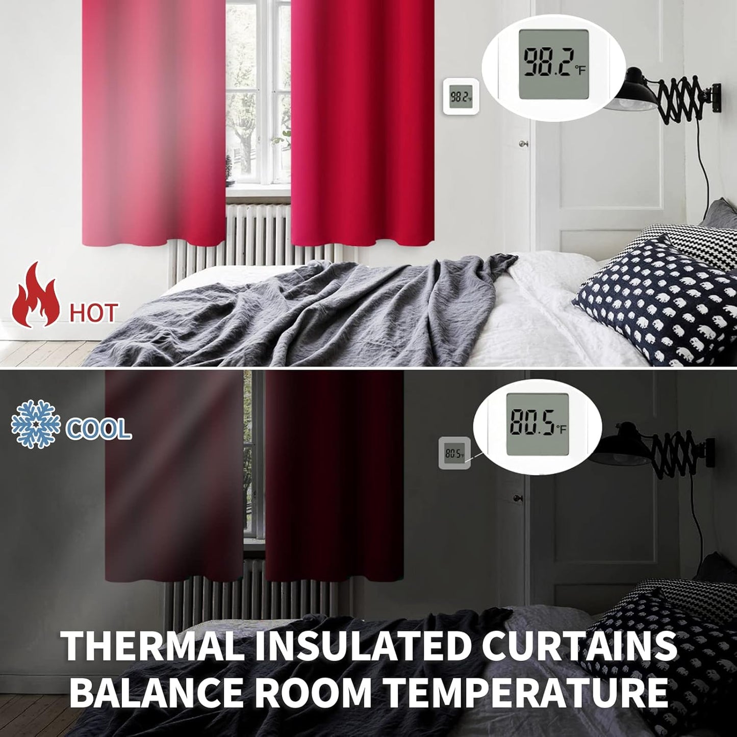 BGment Red Blackout Curtains 84 Inch Length for Living Room - Rod Pocket Thermal Insulated Room Darkening Drapes Blinds for Bedroom Ding Room, 52 x 84 Inch, 2 Panels
