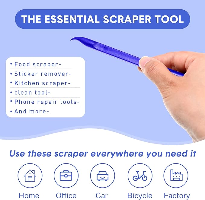 9 Pieces Plastic Scraper Tool Scratch Free Crevice Cleaning Sticker Remover Tool Multipurpose Non Scratch Scrapers for Tight Spaces, Kitchen, Crevices, Auto Detailing, Paint