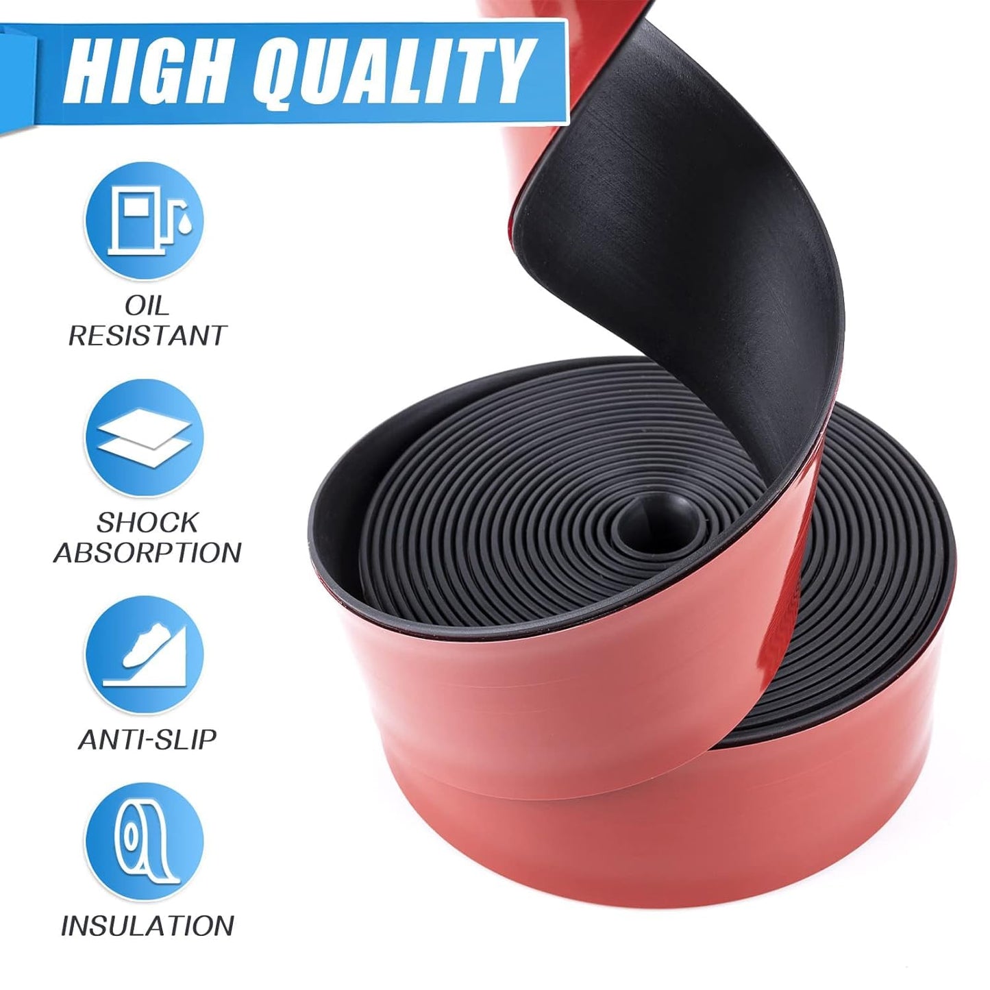 Adhesive Rubber Strips Neoprene Rubber Sheets, Rolls & Strips with Adhesive Backing Rubber Pads Self Stick Seal Rubber Gasket Adhesive Back for Matting Padding - 1" Wide x 1/8" Thick x 20' Long