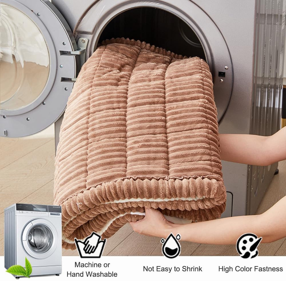 Couch Cover for Dogs Washable, Fuzzy Pet Couch Covers for 2 Cushion Sofa Pet Friendly, Non Slip Sofa Cover (Dark Brown, 23.6" x 47"/60 x 120cm)