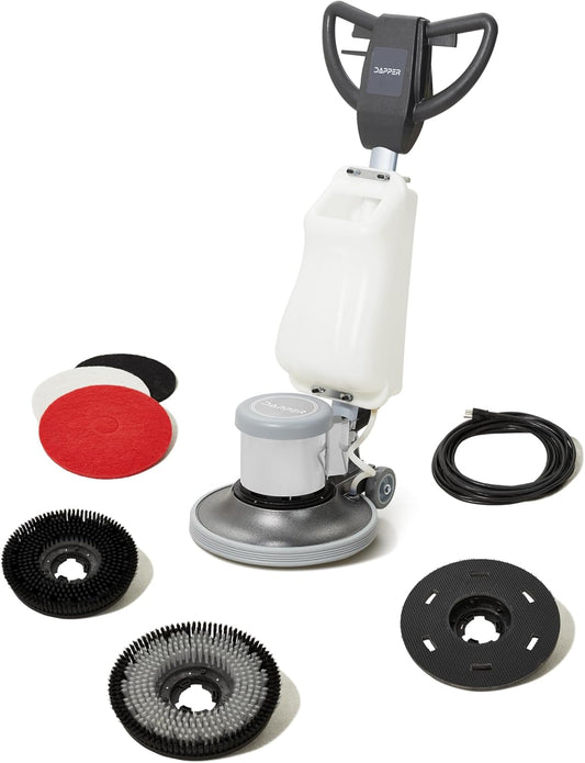 17" Heavy-duty Multi-Functional Floor Buffer Polisher Machine - Clean, Buff, Scrubb and Polish with Ease! Ideal for Carpets Too! Includes Optional Solution Tank, 2 Brushes and 3 Scouring Pads