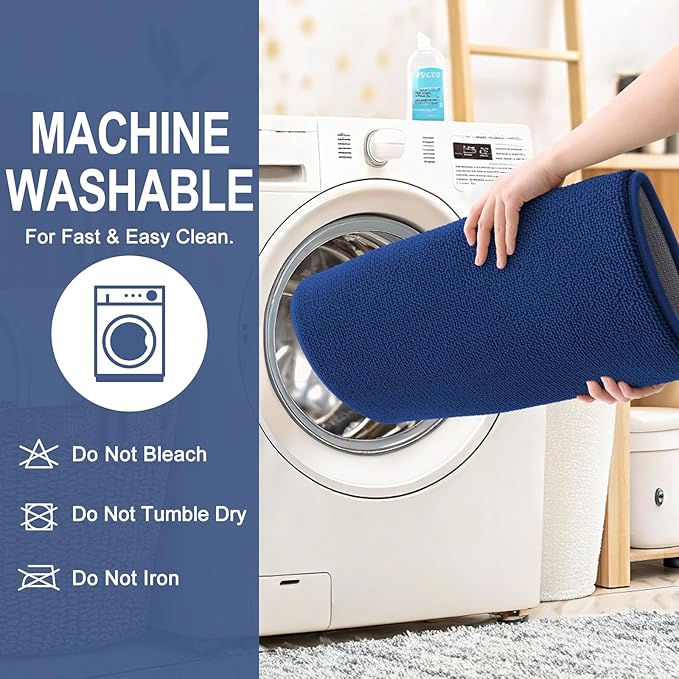 OLANLY Thick Memory Foam Bath Mat Rug 70x24, Extra Soft Absorbent Bathroom Rug, Quick Dry Bath Mats, Non-Slip, Machine Washable Carpet for Bathroom, Tub and Shower, Home Decor Accessories, Navy