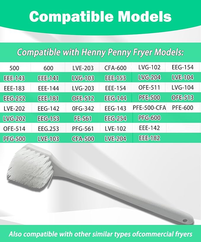 High Heat Resistant Nylon Fryer Brush Fits for Deep Fryers, Grills, Ovens & Waffle Makers,Replacement for Henny Penny 12116 Fryers Brush - 20'' Long Handle