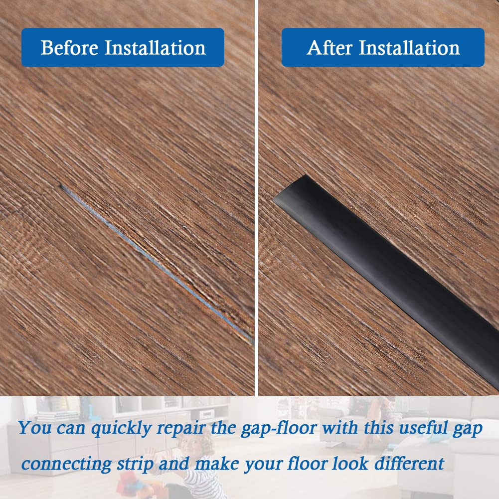 Floor Transition Strip Self Adhesive Floor Cover Strips Laminate 3" Wide Vinyl Flat Divider Transitions (7.5cm, 3.3Ft, Black)