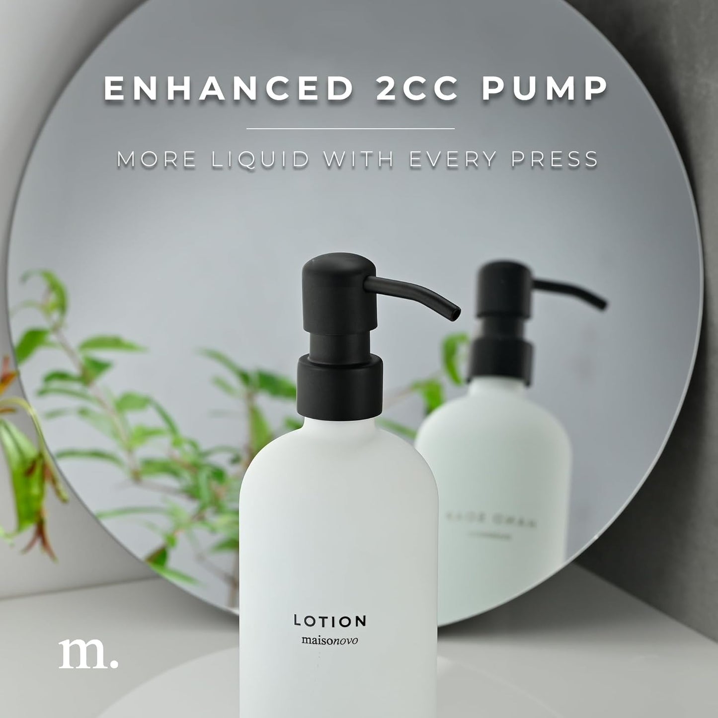 MaisoNovo Soap Dispenser 3-Piece Set | 16.9oz White Bottles with Black Stainless Steel Pumps