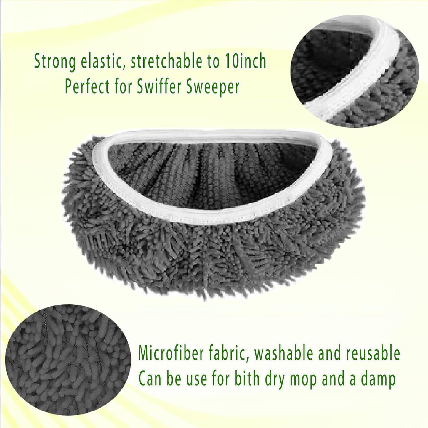 Reusable Microfiber Mop Pads for Swiffer Sweeper - Wet & Dry Cleaning Cloths - Mop Head Replacement Washable Refills for Household Floors