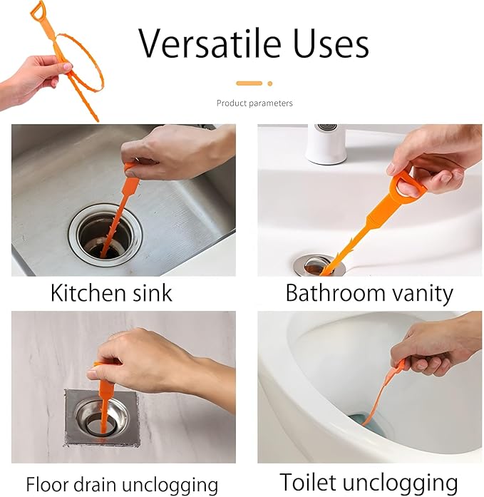 Drain Clog Remover (5pcs)＆Drain Auger 16 FT (1pcs)＆Drain Snake Hair Remover (1pcs),Toilet Plumbing Snake Set for Toilet Sewer Shower Kitchen Bathroom Tub Clogged Drains Opener Cleaning Tool