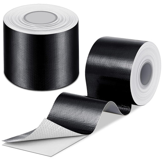 Zonon 2 Rolls Aluminum Foil Tape Heat Shield Tape Barrier Adhesive Reflective Fiberglass Thermal Insulation Reflective Material High Temp Protection(Black,2 Inch X 65.6 ft)