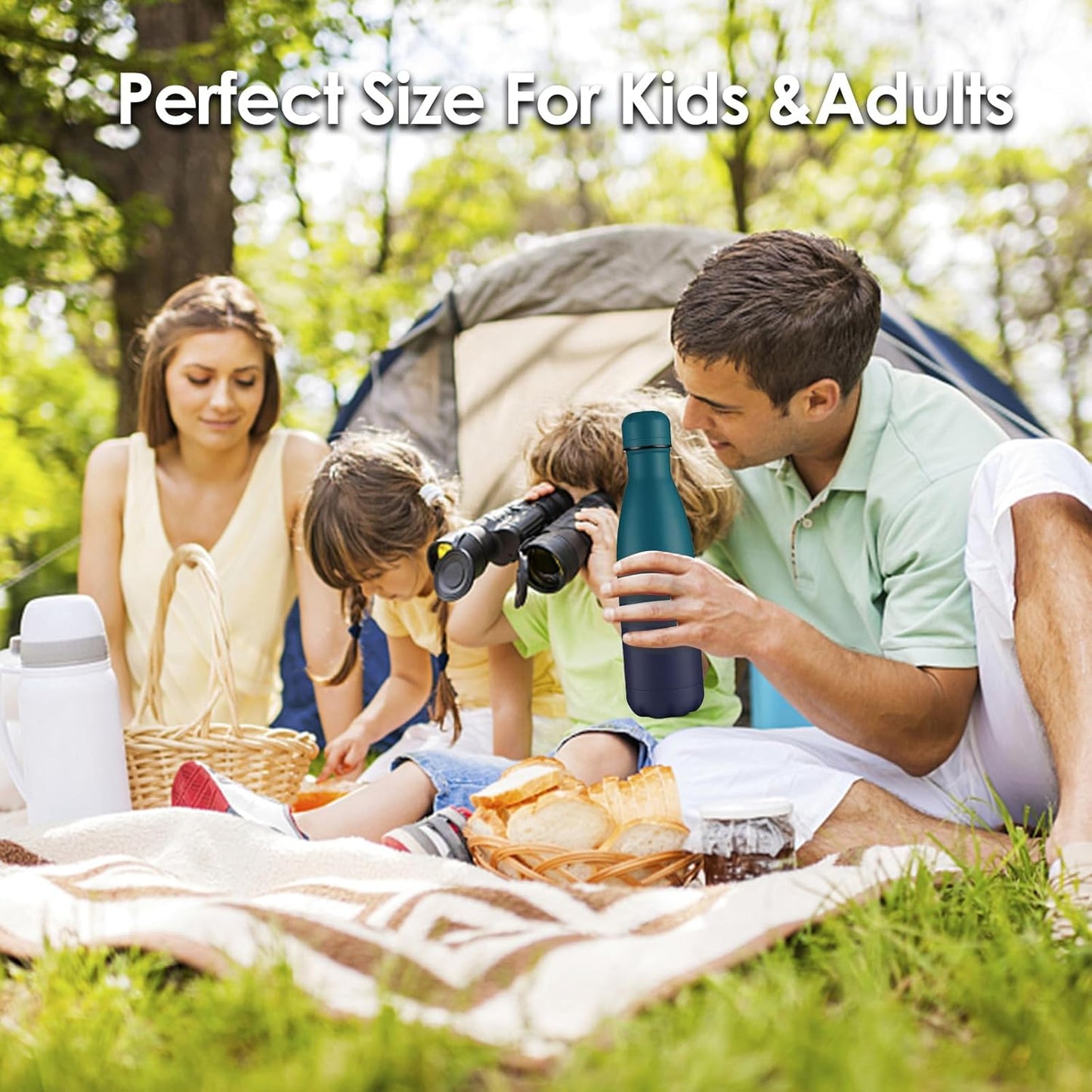 17oz Cola-Bottle Shaped Stainless Steel Leak-proof Water Bottle,Double Wall Vacuum Insulated Metal,Travel Mug For Sports Indoors & Outdoors,BPA-Free Kids Flasks,Dark Night(4Pack)