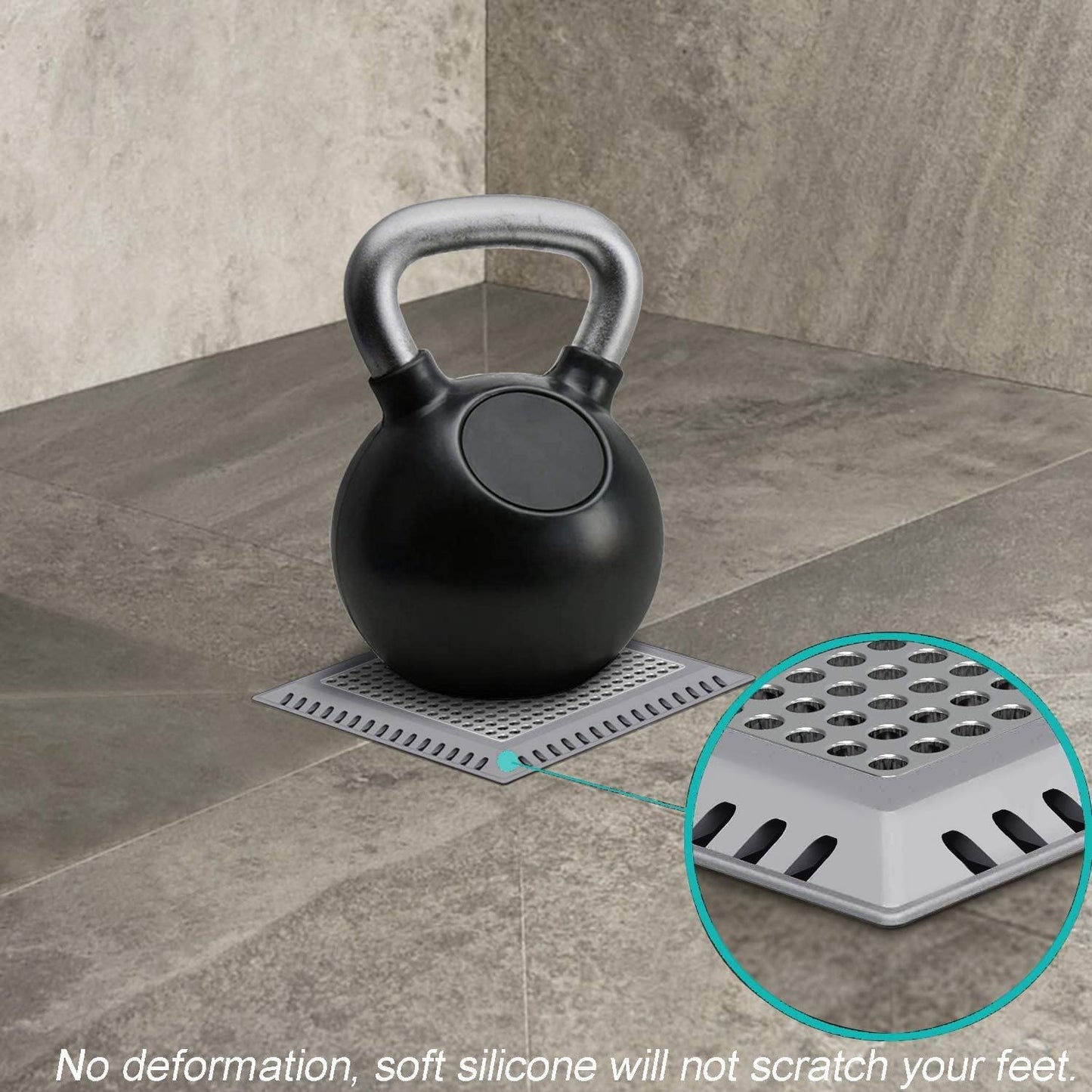 Hair Catcher/Drain Strainer/Shower Drain Cover for Bathroom Floor Drain, Stainless Steel and Silicone (6 inch, Dark Grey)