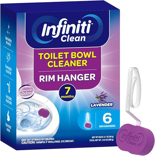 Toilet Bowl Cleaner Rim Hanger, 6 Count Automatic Bowl Toilet Cleaner, Cleans and Freshens Toilet Bowl, Lavender Scent - 7 Month