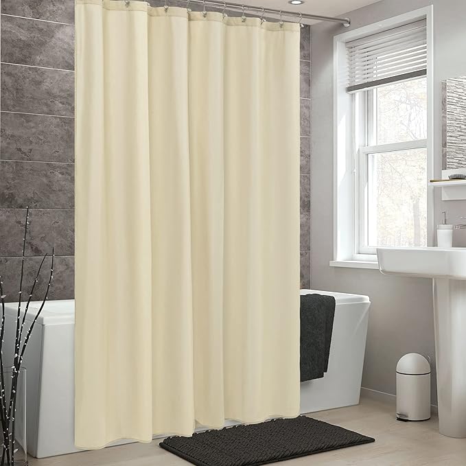 ALYVIA SPRING Stall Fabric Shower Curtain Liner Waterproof - Soft & Lightweight Long Stall Size Shower Curtain with Magnets, Machine Washable - 54x78, Cream