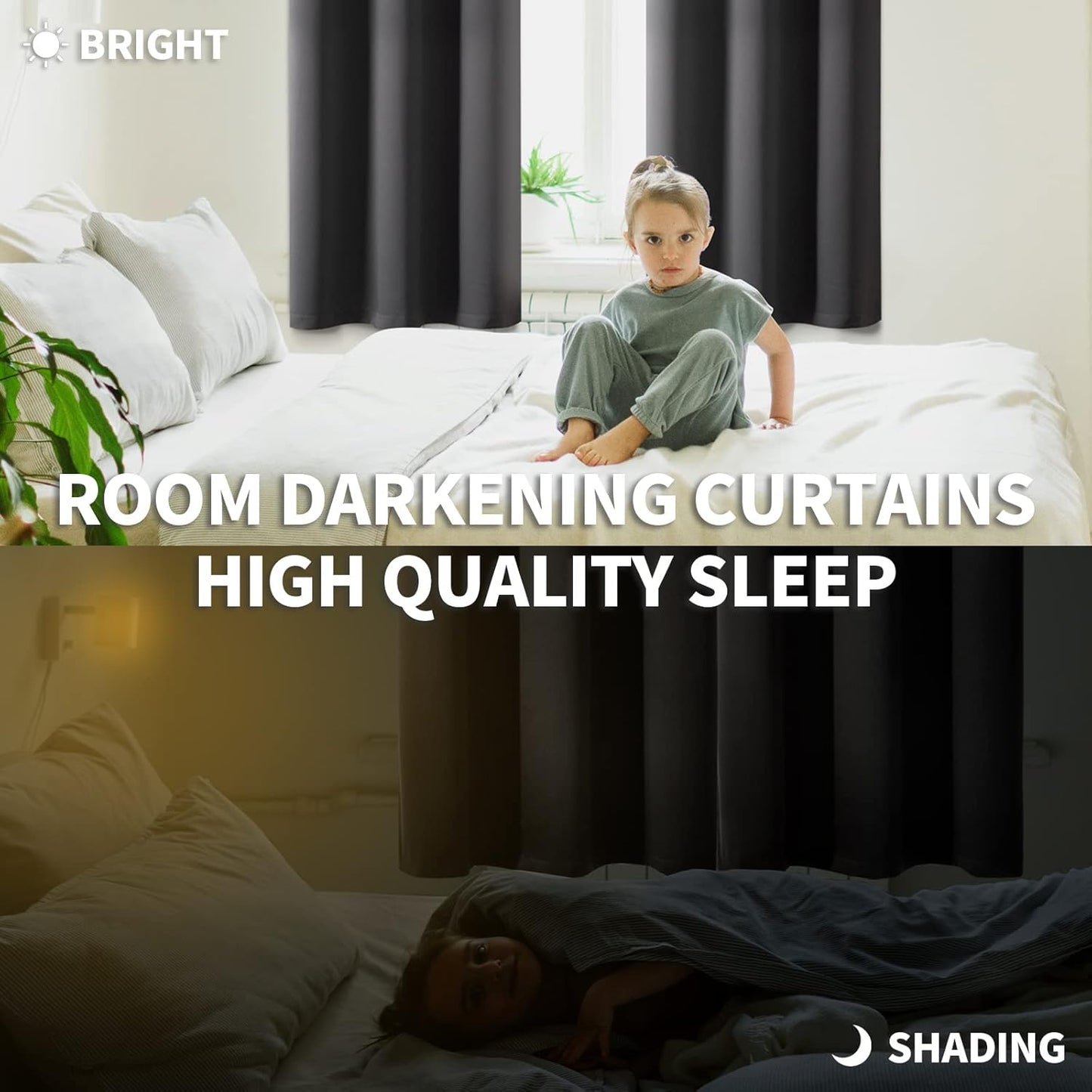 BGment Blackout Curtains 40 Inches Long for Bedroom, Rod Pocket Short Drapes for Kitchen/BathroomWindow Thermal Insulated Room Darkeng Blinds Privacy, Dark Grey, 2 Panels, 42 x 40 Inch