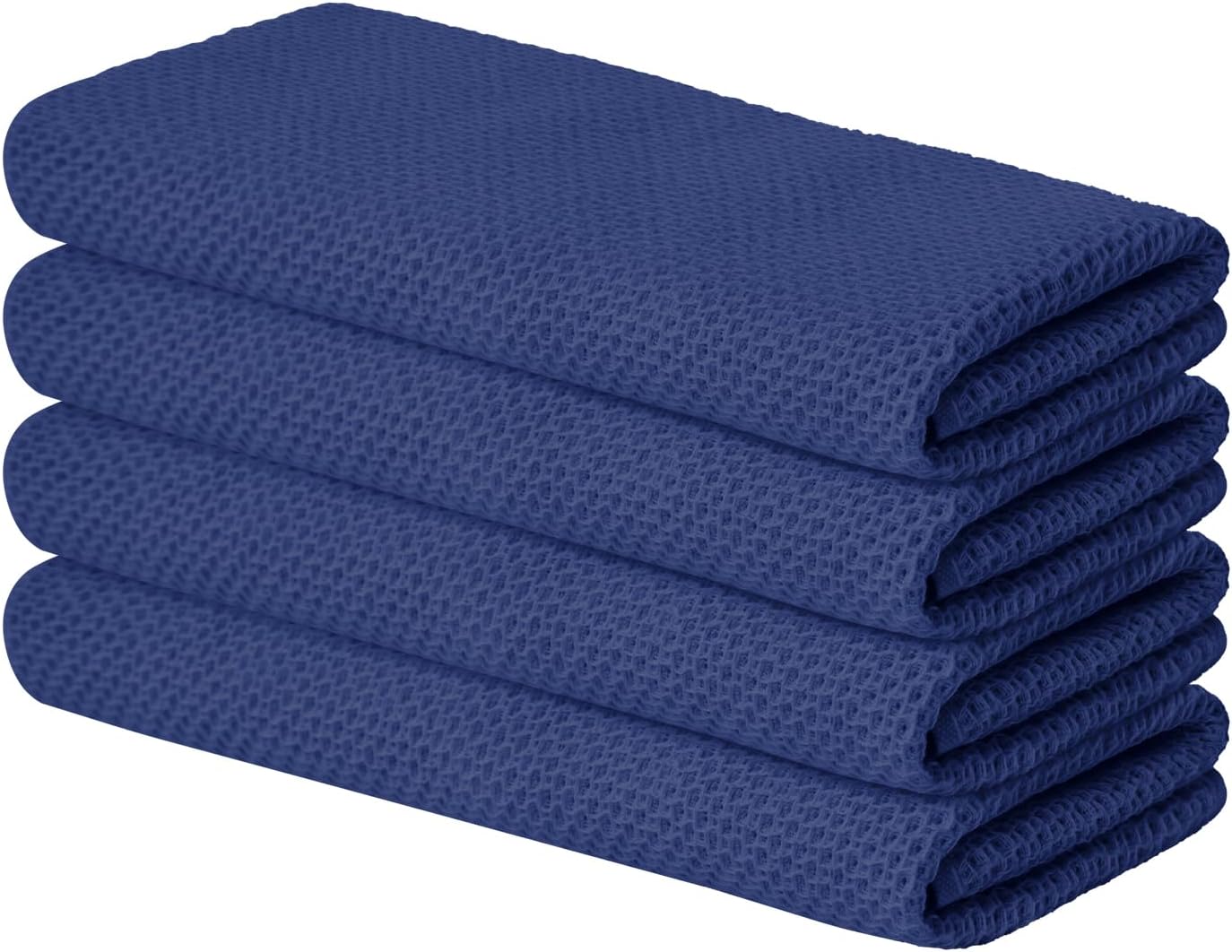 Artoid Mode 100% Cotton Navy Blue Waffle Weave Kitchen Dish Cloths, 13x28 Inch Ultra Soft Absorbent Quick Drying Kitchen Dish Towels Set of 4
