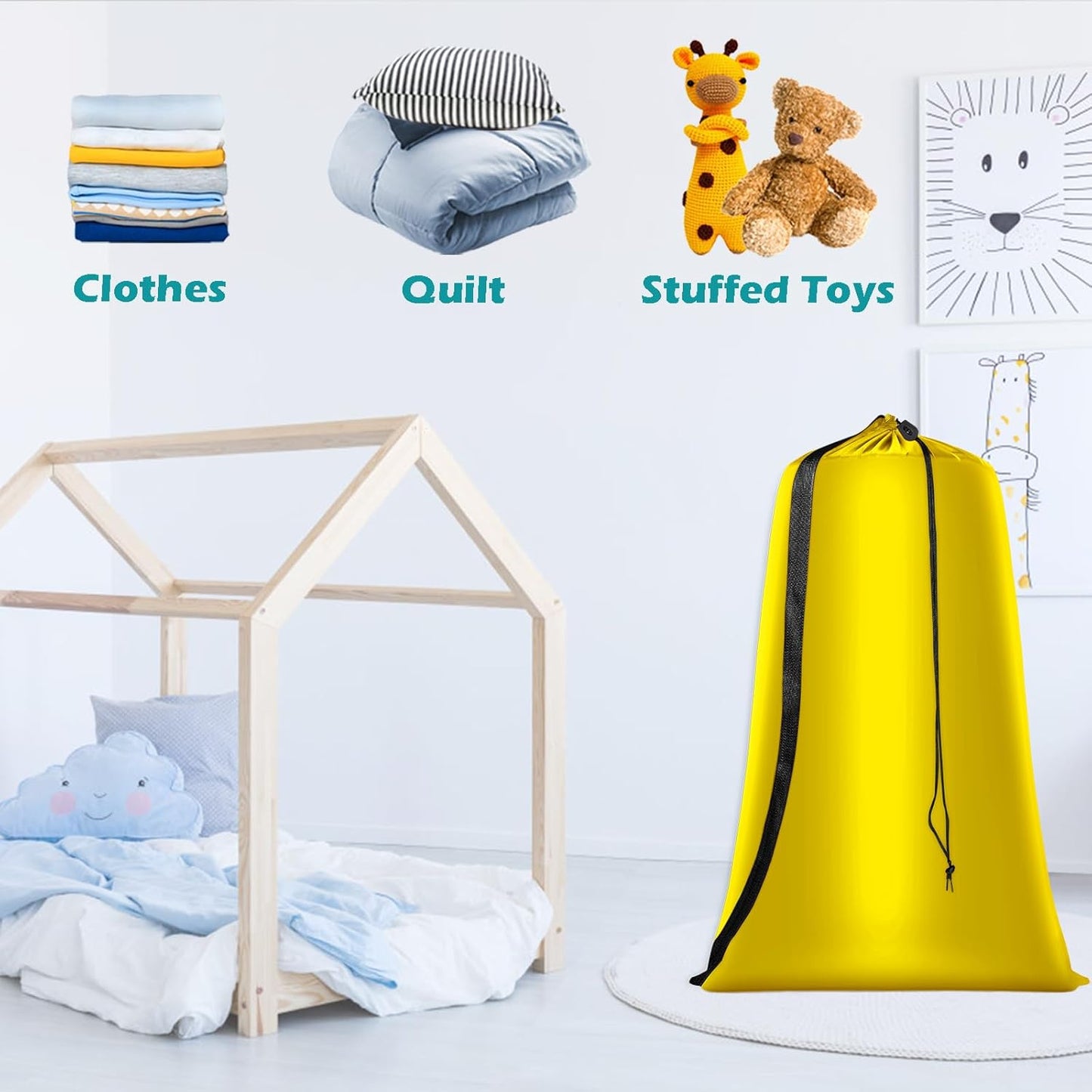 Heavy Duty Laundry Bag 2 Pack XL Nylon Laundry Bags with Straps, Washable Large Dirty Clothes Organizer with Drawstring Closure, Travel Washing Bag Fit a Laundry Hamper or Basket