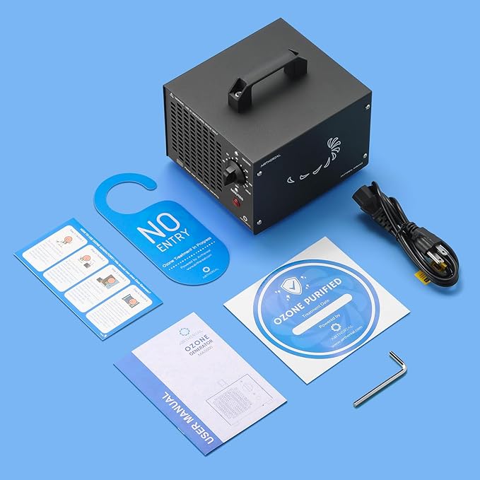 Airthereal MA5000 Commercial Ozone Generator, High Capacity Ozone Machine Odor Removal - Home Air Ionizers O3 Deodorizer for Rooms, Smoke, Cars and Pets, Eliminate Odors up to 2000sq.ft., Black