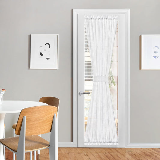 NICETOWN French Door Curtains for Sliding Glass, 80 inch Long Curtains for Living Room Bedroom Window Cover Half Privacy Semi Sheer Front Panels for Back Door Window, 1 PC, White, 26" Wide