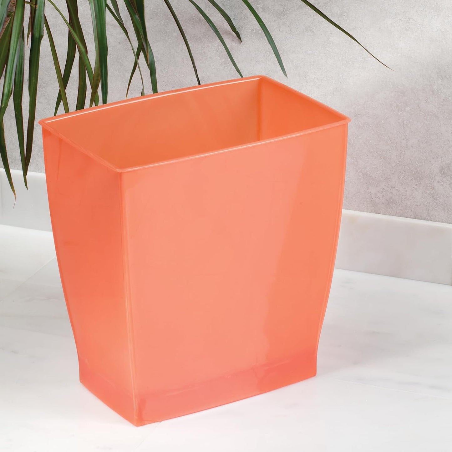 iDesign Small Rectangular Bathroom Trash Set of 2-Tango Orange, Made in USA Waste Can