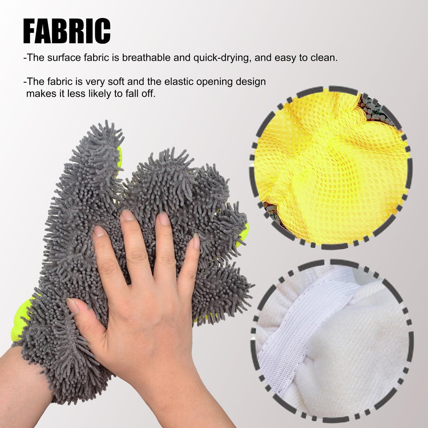 2-Pack Car Wash Mitt,Microfiber Scratch Free Auto Detailing Supplies for Cleaning, Washing Dusting,Thickened 5-Finger Design for Tight Spaces,Breathable Quick-Dry Green