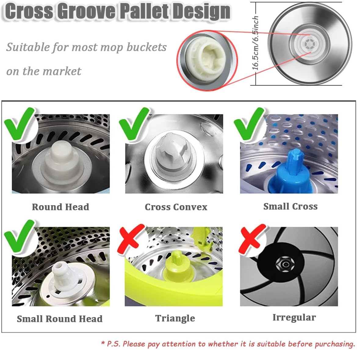 Extended Spin Mop Replacement Mop Handle, Upgraded 60-inch 360 Degrees Rotating Telescopic Replacement Mop Stick for Spin Mop Bucket Cleaning System (Stainless Steel Disc, Green)