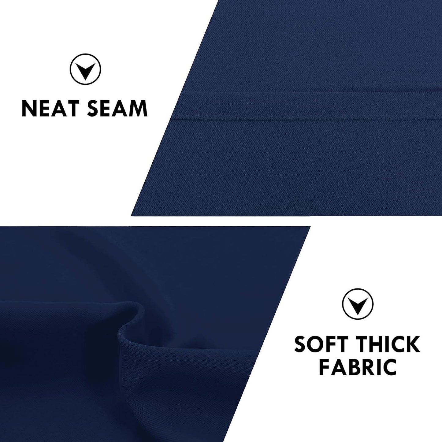 DWCN Short Blackout Curtains for Bedroom 54 Inches Long 2 Panels Set, Solid Thermal Insulated Energy Saving Window Treatment Drapes, Rod Pocket Curtains for Kids Boys Room (W52 x L54 Inch, Navy Blue)