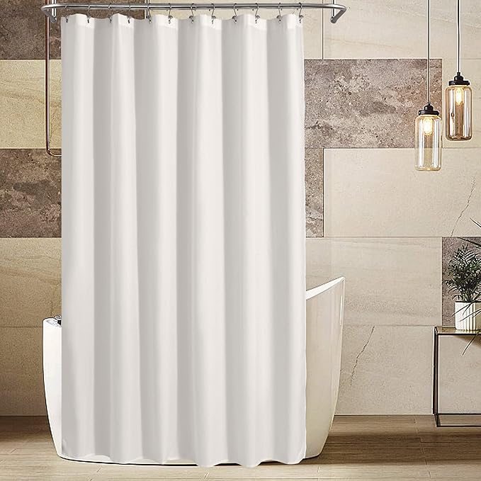 ALYVIA SPRING Extra Long Fabric Shower Curtain Liner Waterproof - 72" x 90", Soft & Lightweight XL Shower Curtain with Magnets, Machine Washable - 72x90, White