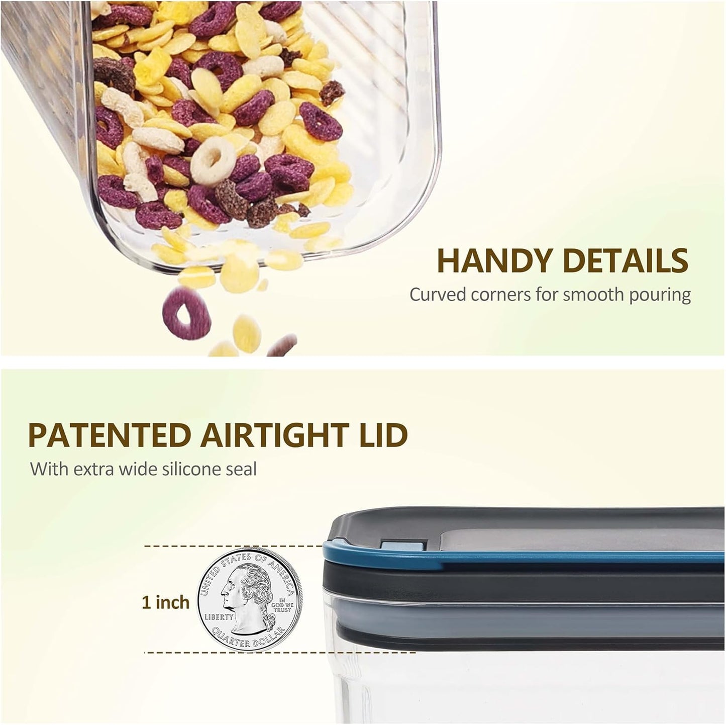 2 PACK Food Storage Containers with Airtight Lids, 112oz Tall Kitchen Food Container, BPA Free, Dry Food Storage for Pasta, Spaghetti, Cereal, Flour Pantry Organization, Navy