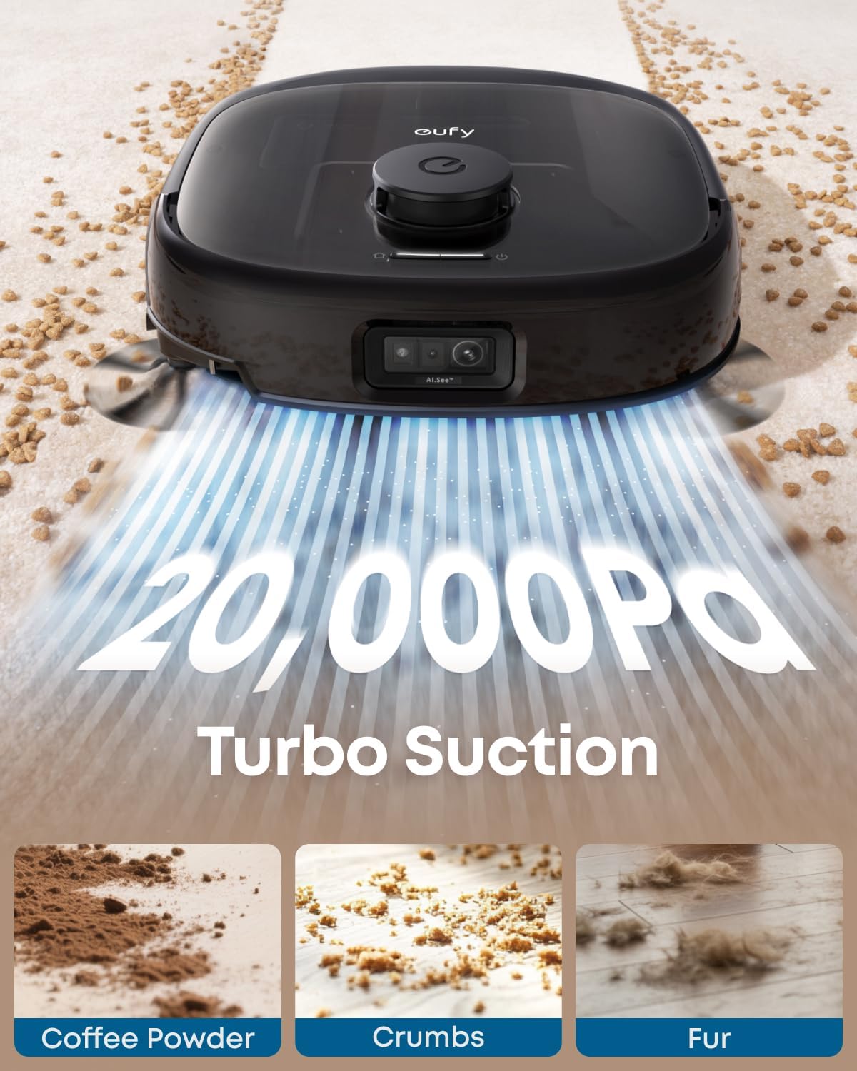 eufy Robot Vacuum E28, Portable Deep Cleaner for Carpet, HydroJet System with Roller Mop, All-in-One Robot Vacuum and Mop Combo, 20,000 Pa Suction, Zero-Tangling, Corner-to-Edge Cleaning (Upgraded)