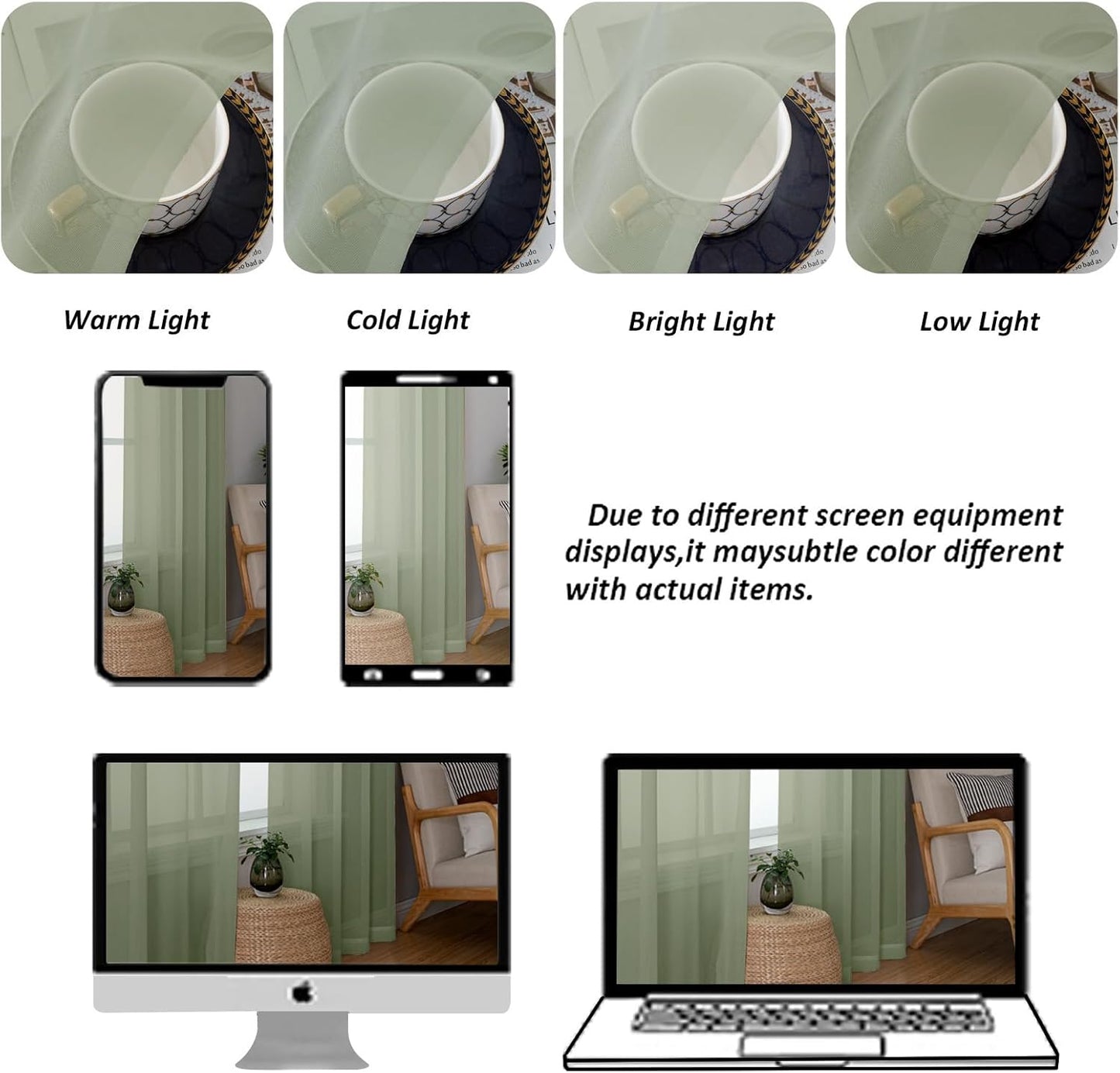 Chyhomenyc Extra Long Sage Green Sheer Curtains 144 inch 2 Panels, Translucent Backdrop Window Scarf Drapes for Canopy Bed/Wedding/Living Room/Anniversary, 12FT Length, Each 59Wx144L in, 2PCS