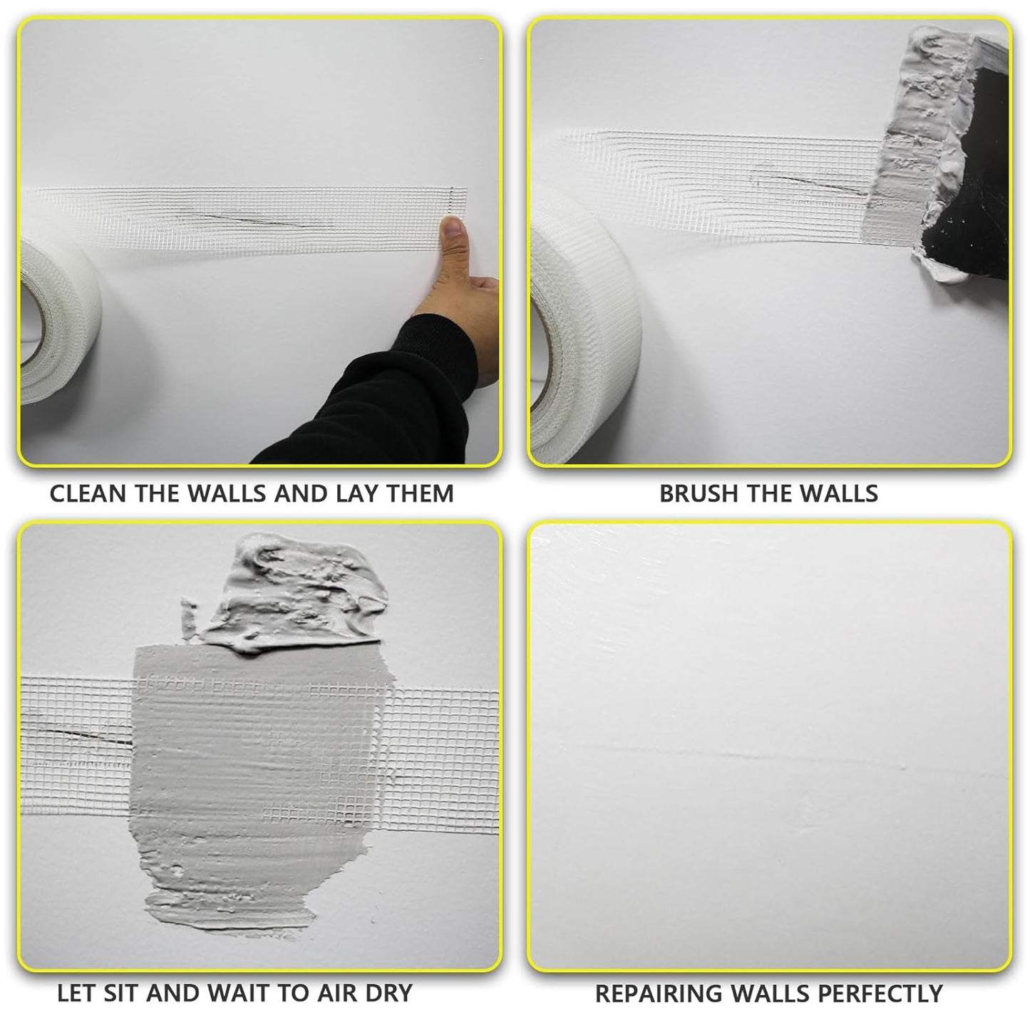 Drywall Joint Tape, 2" x 400 Feet Self-Adhesive Fiberglass Drywall Repair Mesh Tape for Wall Cracks and Seam Patch, 4 Rolls