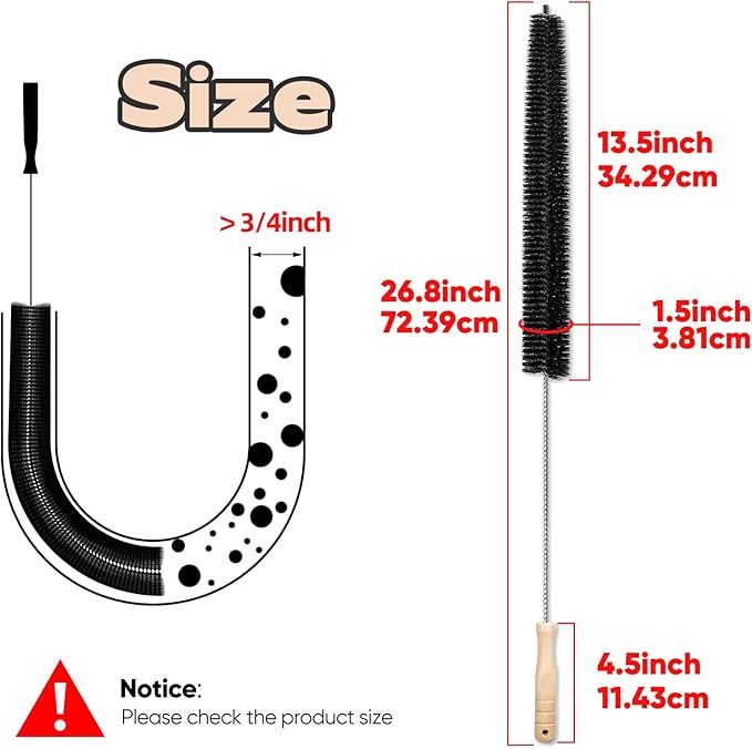 2-Pack Dryer Exhaust Cleaner Kit Vent Trap Cleaner, Long Flexible Refrigerator Coil Brush and Vacuum Brush.