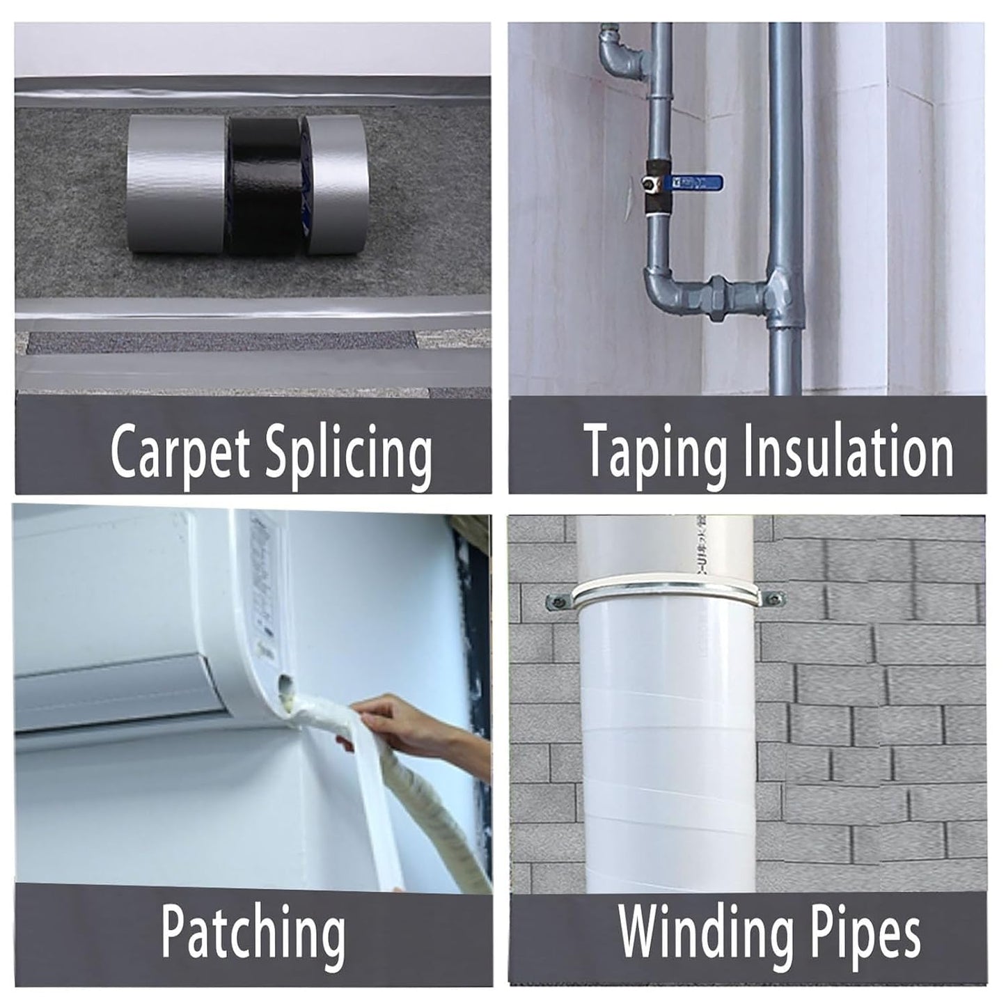 3Pack Duct Tape Heavy Duty Single Sided, Strong Adhesive High Strength, Waterproof Mesh Tape for Indoor Outdoor Repairing Sealing Bonding, Easy Use Hand Tearable, 1.57 Inch x 66 Feet, White