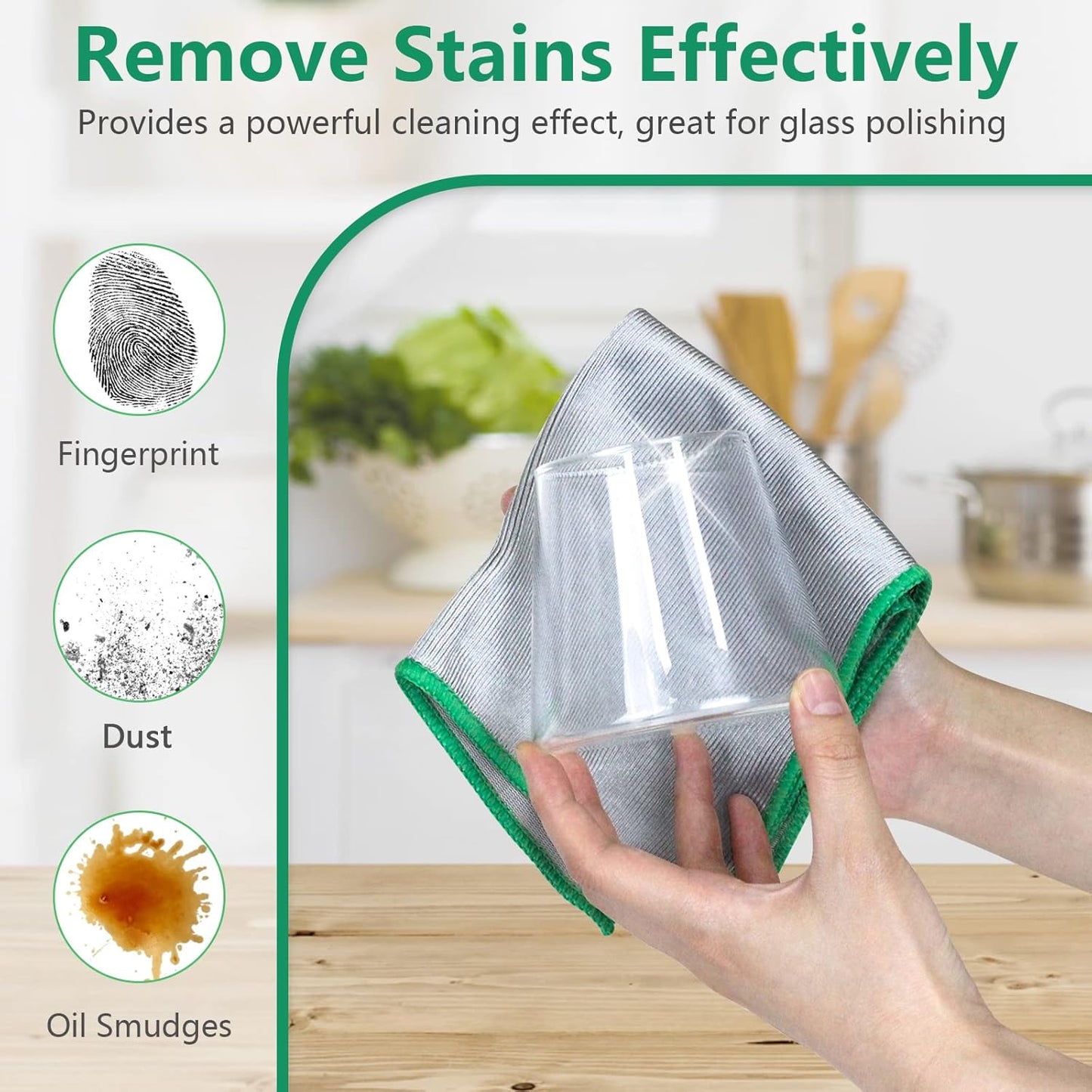 Glass Polishing Cloth Streak Free Miracle Cleaning Cloth Lint Free Microfiber Cleaning Rags for Glasses Kitchen Dish Mirrors Easy Clean, Pack of 6, 12" x 12"