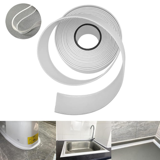 Caulk Tape Self Adhesive,Caulking Tape for Bathroom Sealant Strip Caulk Strip,Waterproof Caulking Sealing Tape for Bathroom,Toilet,Kitchen Countertop,Bathroom,Toilet (White-1.5IN-17.39FT-QP-A)