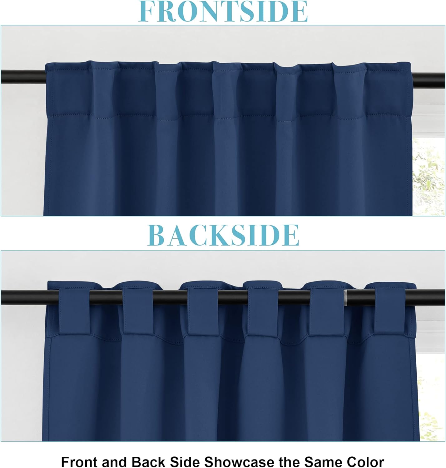 RYB HOME Blackout Curtains for Living Room, Back Tab & Rod Pocket Top Insulating Window Decor for Bedroom Dining Sliding Glass Door Home Office, W 62 x L 84, Navy, 2 Panels