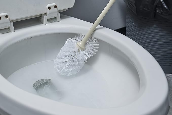 Toilet Bowl Brushes with Lip Beige, Multi Pack Toilet Brush Scrub Under Rim, Bathroom Cleaner Scrubber, Heavy Duty Bristles Scrub Brush (2)