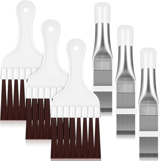 Boao Air Conditioner Condenser Fin Comb, Fin Cleaning Brush Air Conditioner Coil Cleaner Refrigerator Coil Cleaning Whisk Brush Evaporator Radiator Repair Tool(6 Pieces)