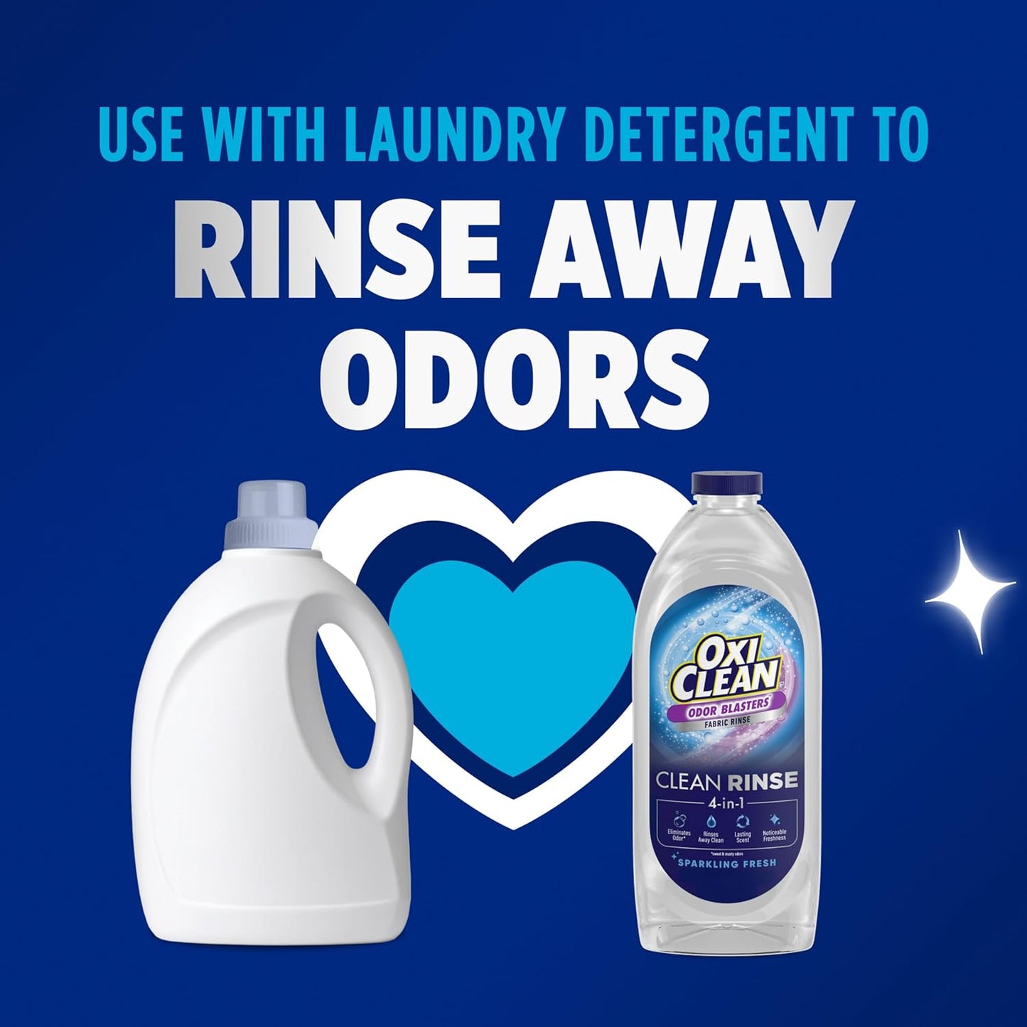 OxiClean Odor Blasters Fabric Rinse, 4-in-1 Clean Rinse Formula, Laundry Additive and Odor Eliminator for Sweat and Musty Odors, Sparkling Fresh Scent, 50 fl oz