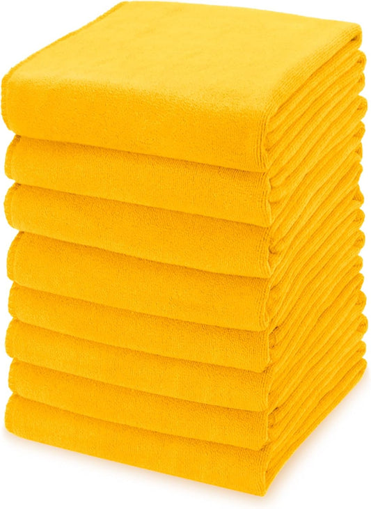 kimteny 13x28 Inches Kitchen Cloth Dish Towels, 400 GSM Premium Dishcloths, Super Absorbent Coral Velvet Microfiber Cleaning Cloths, Fast Drying Rags for Washing Dishes (8 Pack, Orange)