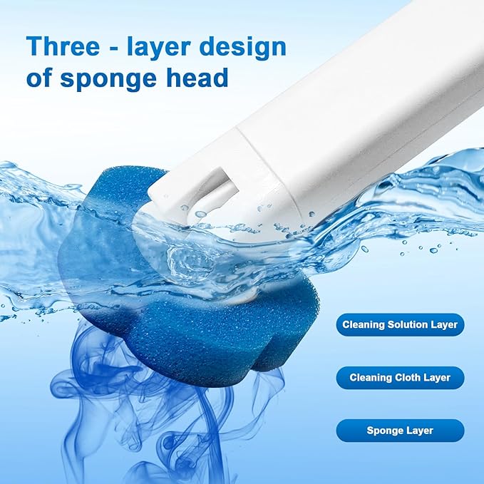 Disposable Toilet Brush with 24 Refills, Toilet Bowl Brush and Holder with Cleaner Refill Pads, Wall-Mounted Toilet Brush,Toilet Wand Brush Starter Kit for Deep Cleaning and Bathroom Maintenance