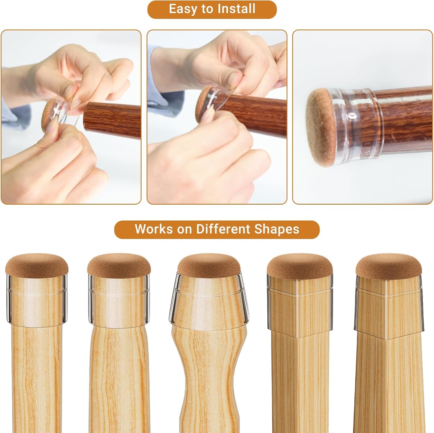 24 PCS Silicone Chair Leg Floor Protectors Small (0.8"-1") Rubber Felt Furniture Pads Chair Legs Caps/Covers for Hardwood Floors, Tile from Scratches & Reduce Noise - Round, Clear