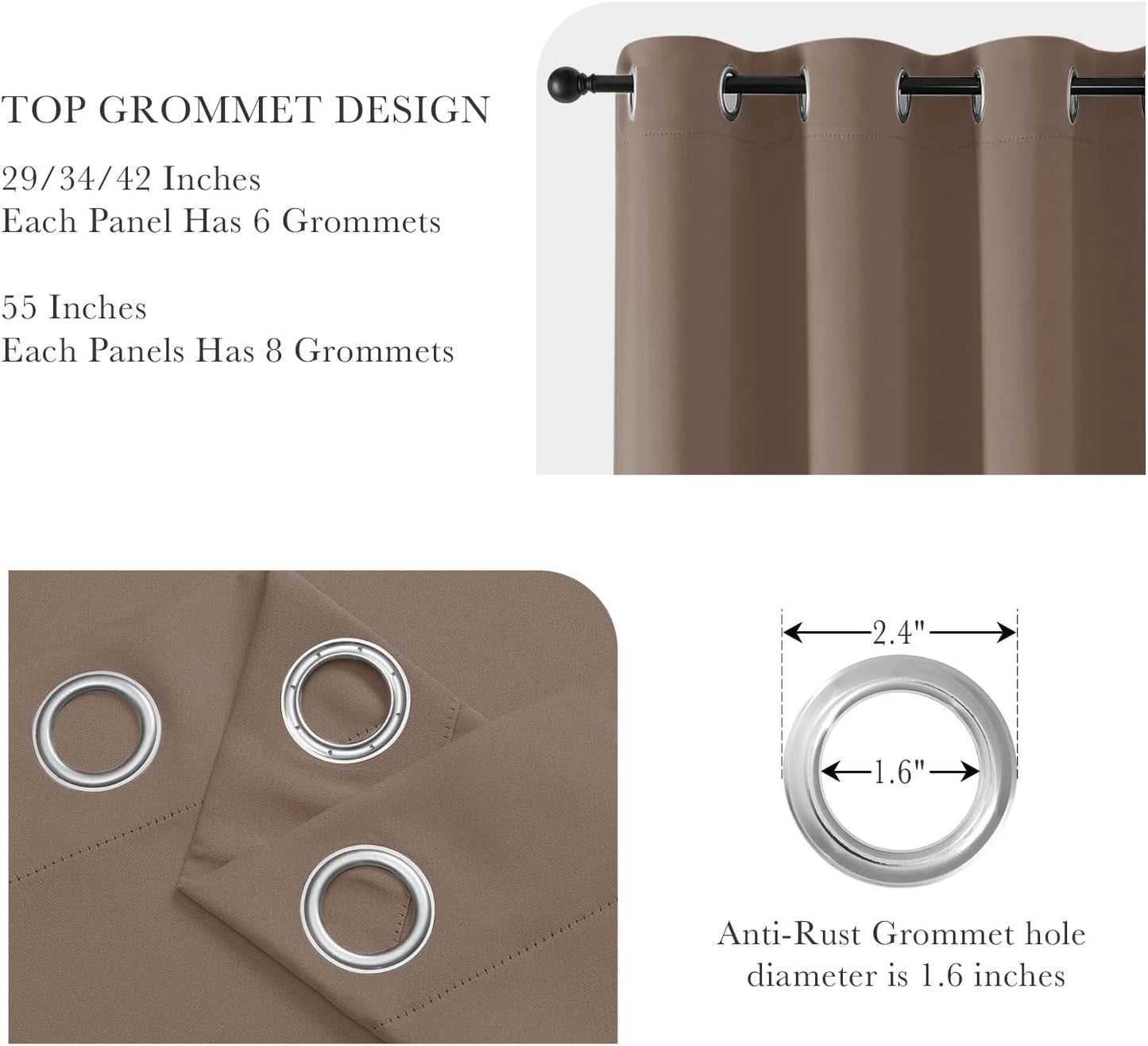 PONY DANCE Blackout Curtain Panels - Window Treatments Room Darkening Thermal Insulated Drapery with Grommets for Living Room Bedroom, W 55" x L 102", Chocolate Brown, 2 Pieces
