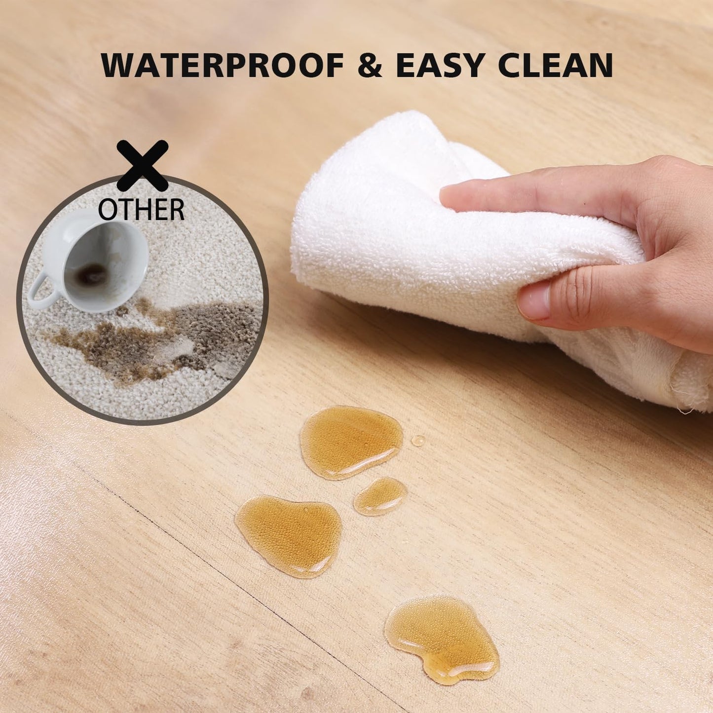 Floor Mats for Home, 8'×10' Clear Area Rug for Dining Room, Durable Non-Slip Hard Floor Living Room Rug, PVC Waterproof Rolling Chair Protector for Kitchen, Bedroom, High Traffic Areas