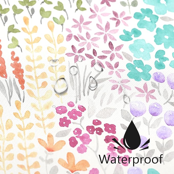 Small Stall Shower Curtain 36 x 72 Inch, Half Narrow Teal Blue Cute Floral Shower Curtain for Bathroom, Turquoise Wildflower Boho Cottagecore Fabric Shower Curtain Set with Hooks